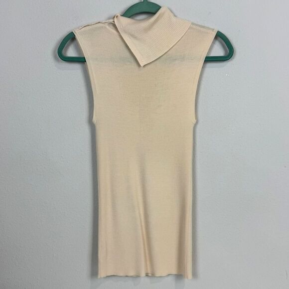 Theory Ivory Merino Wool Sleeveless Ribbed Sweater S - Picture 4 of 8